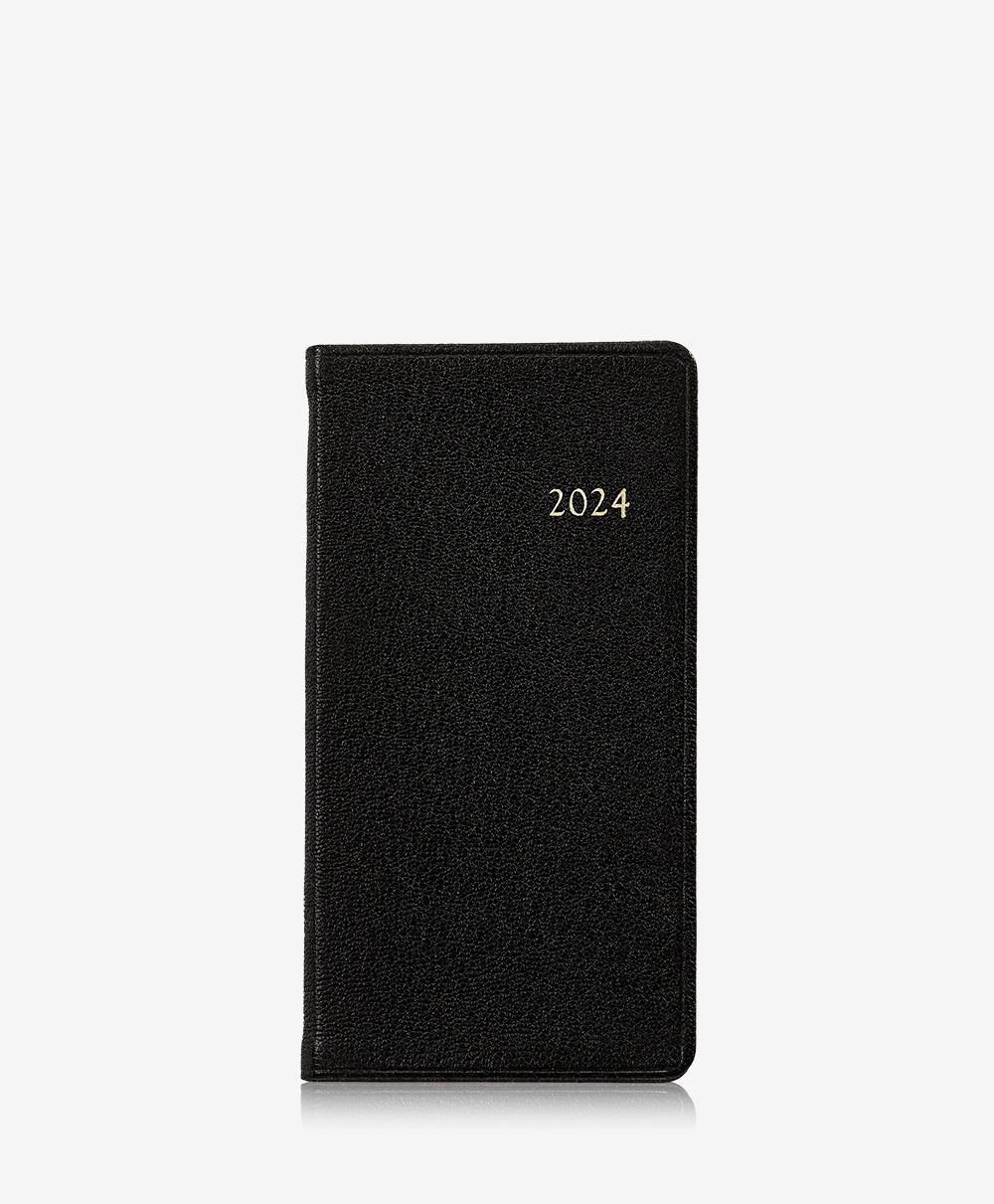 GiGi New York 2024 6 Pocket Datebook Black Goatskin