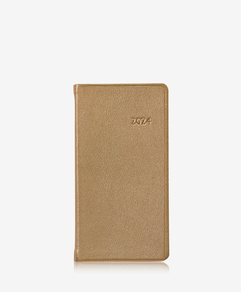 GiGi New York 2024 6 Pocket Datebook White Gold Metallic Goatskin