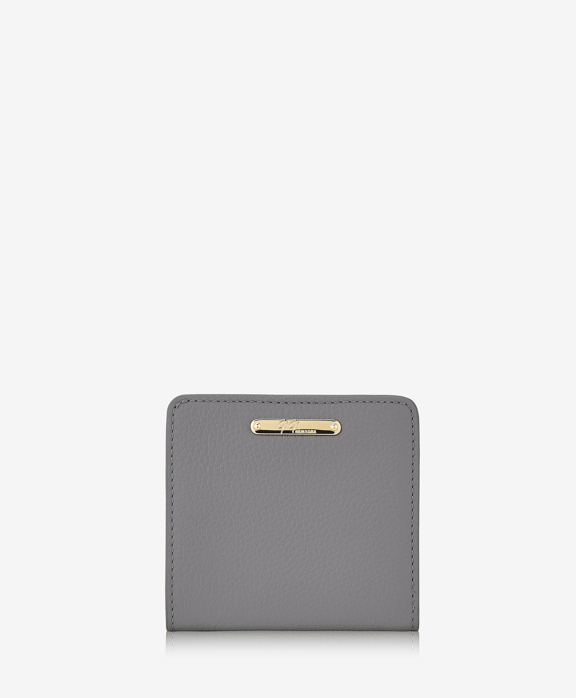 GiGi New York Mini Foldover Wallet Slate Pebble Grain Leather