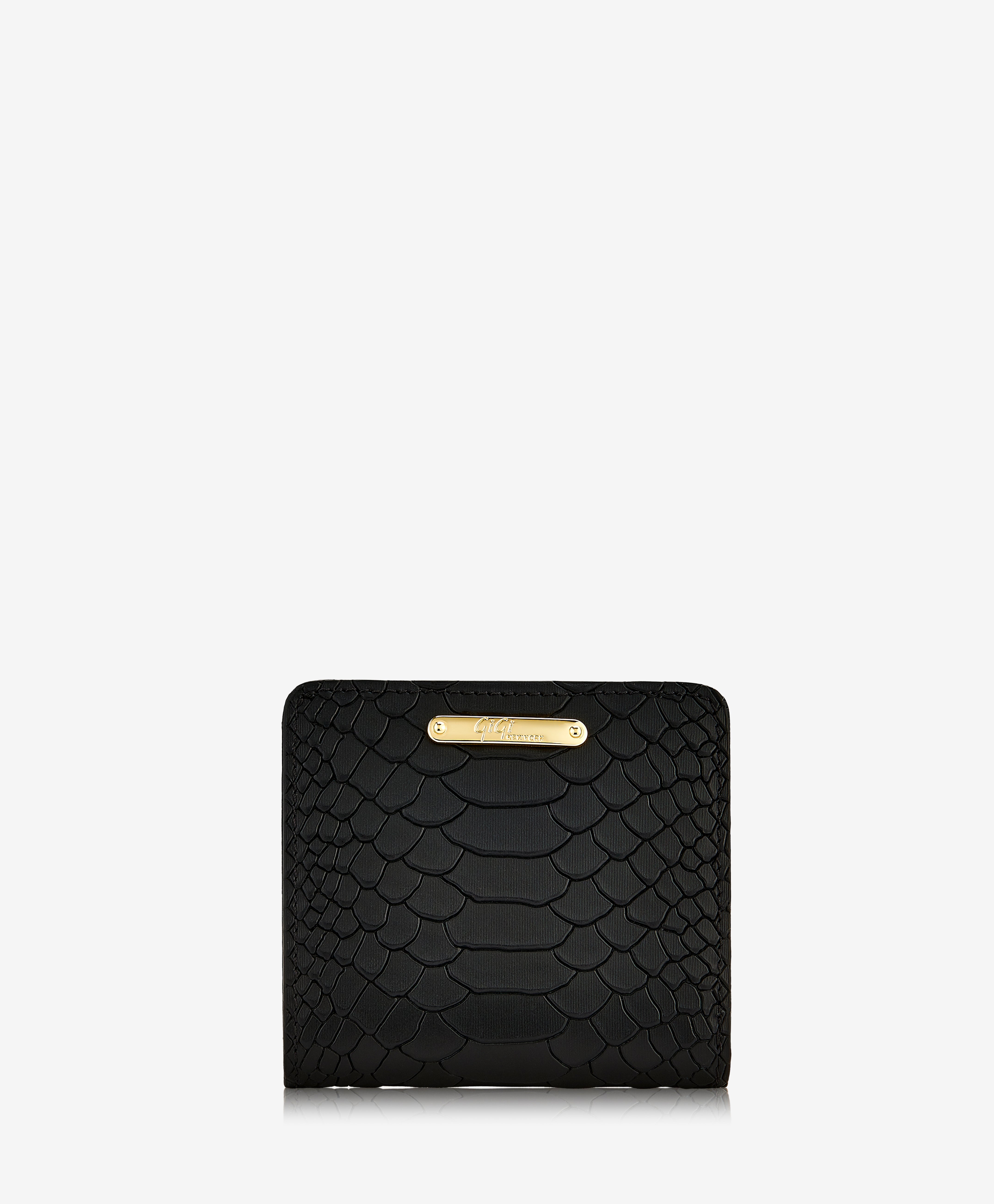 GiGi New York Mini Foldover Wallet Black Embossed Python Leather