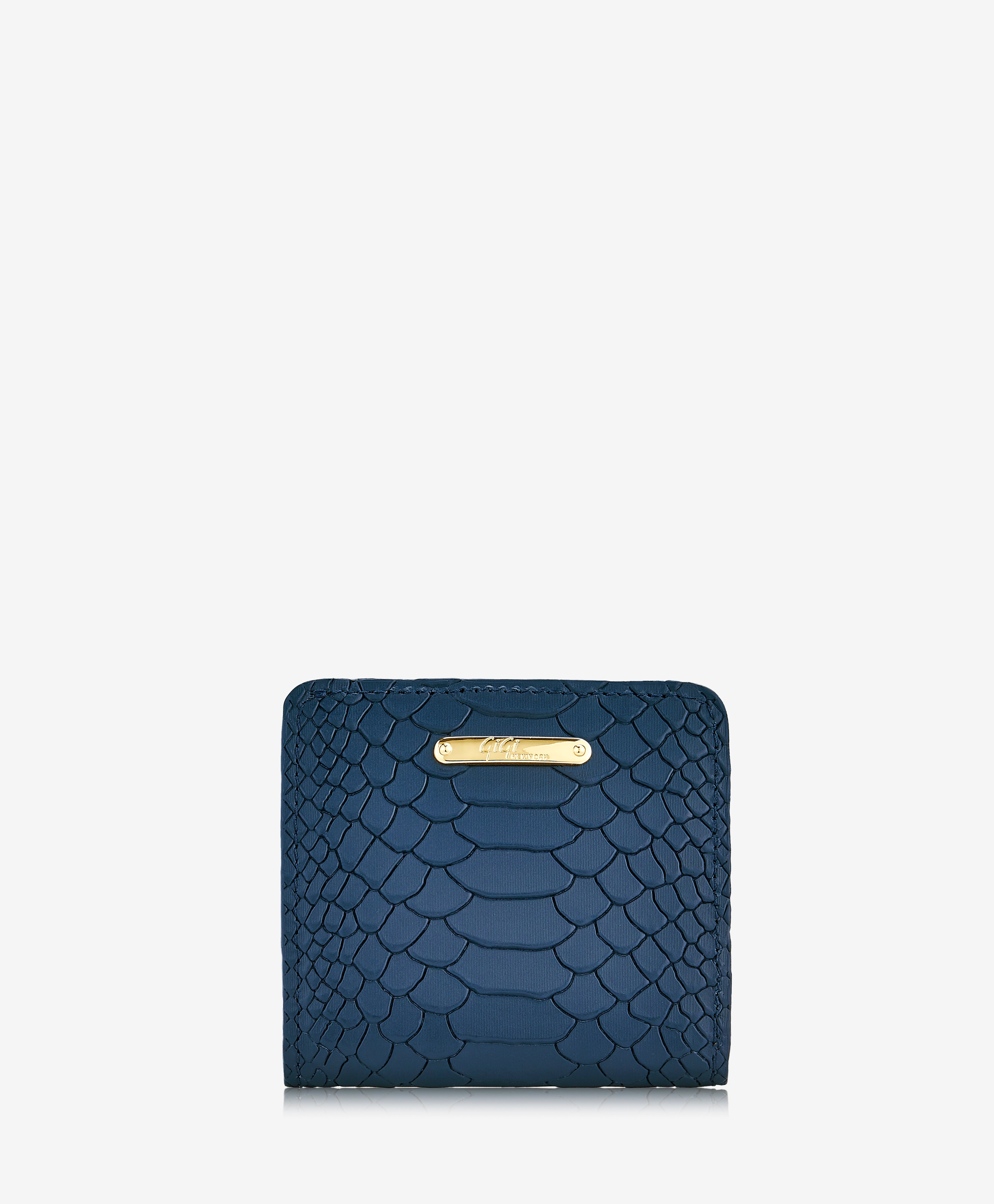 GiGi New York Mini Foldover Wallet Navy Embossed Python Leather