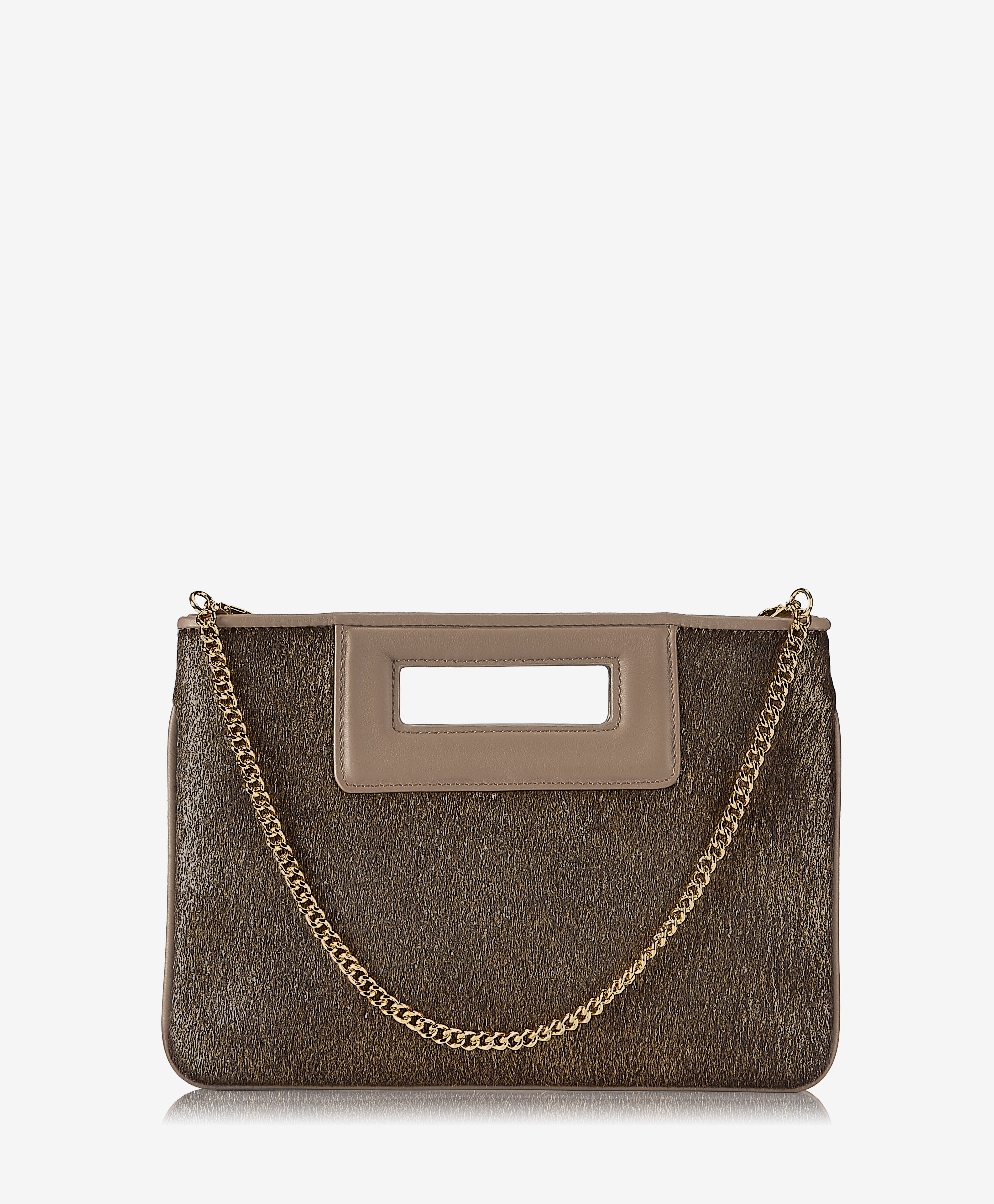 GiGi New York Willa Clutch Gold Washed Haircalf