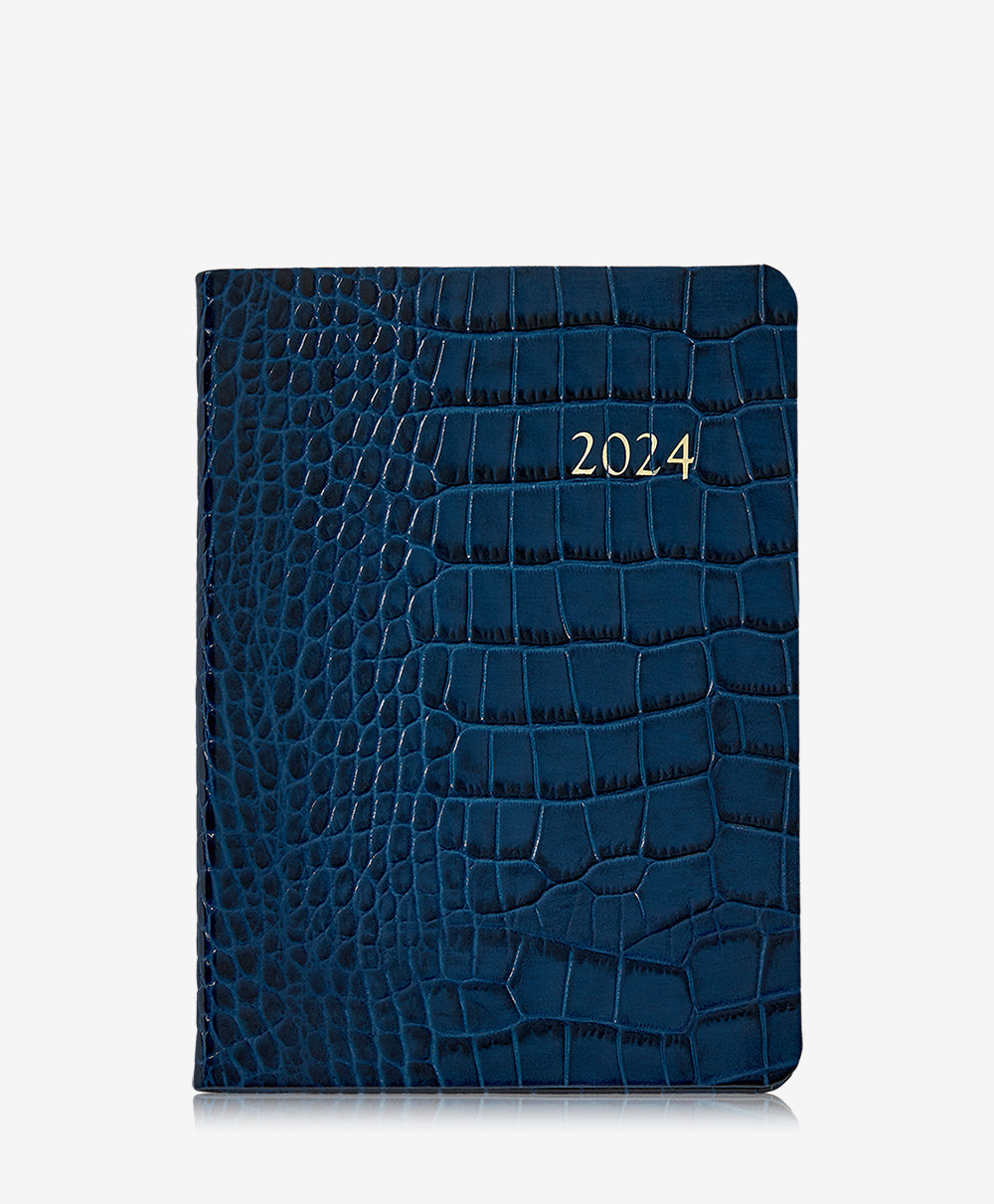 GiGi New York 2024 Notebook Sapphire Embossed Crocodile