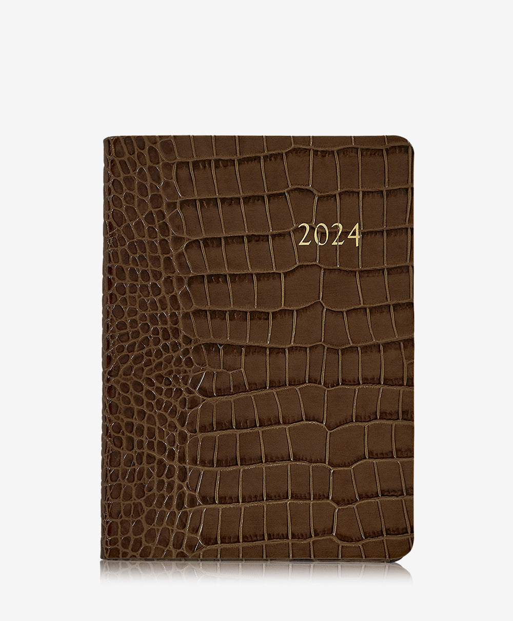 GiGi New York 2024 Notebook Walnut Embossed Crocodile