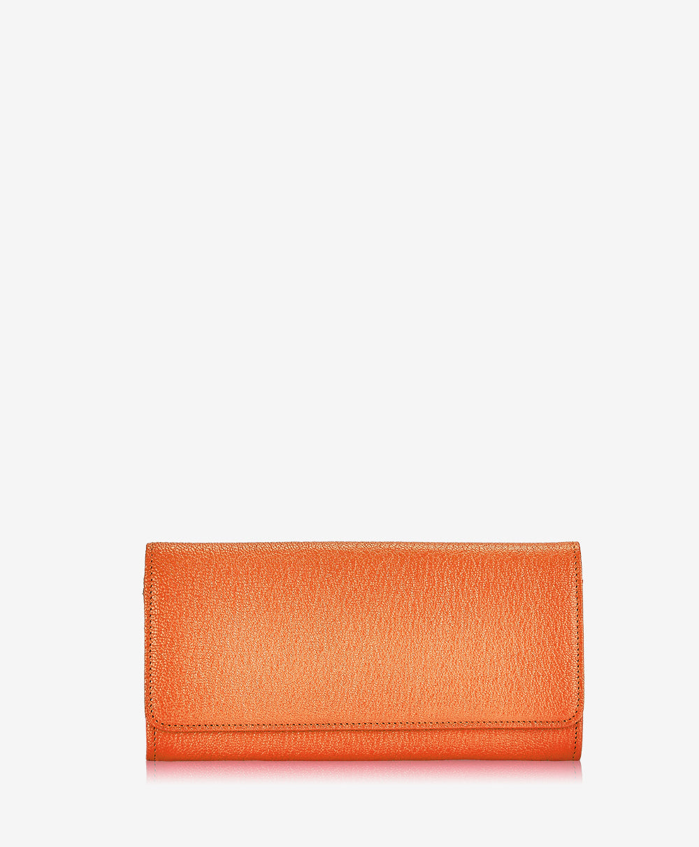 GiGi New York Large Fold-Over Wallet Orange Goatskin