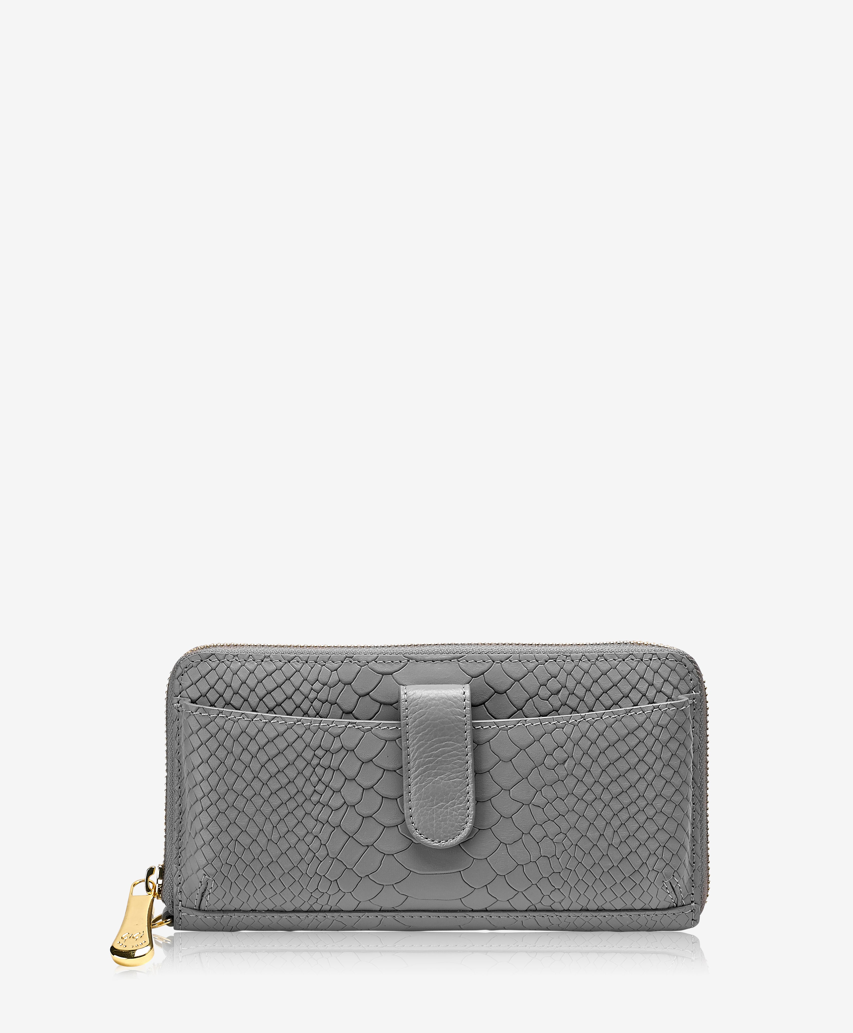 GiGi New York City Phone Wallet Slate Embossed Python Leather