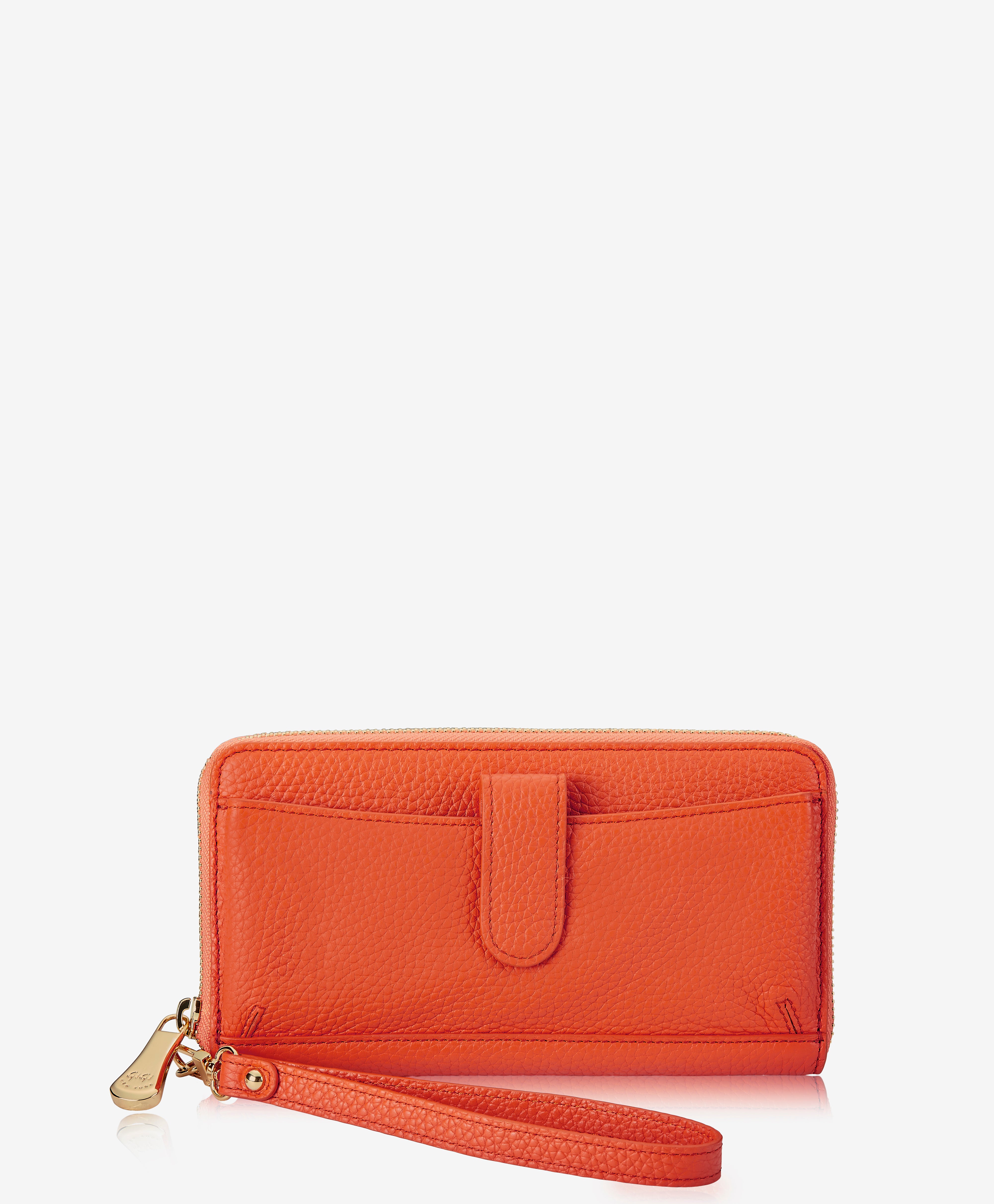 GiGi New York City Phone Wallet Orange Pebble Grain Leather