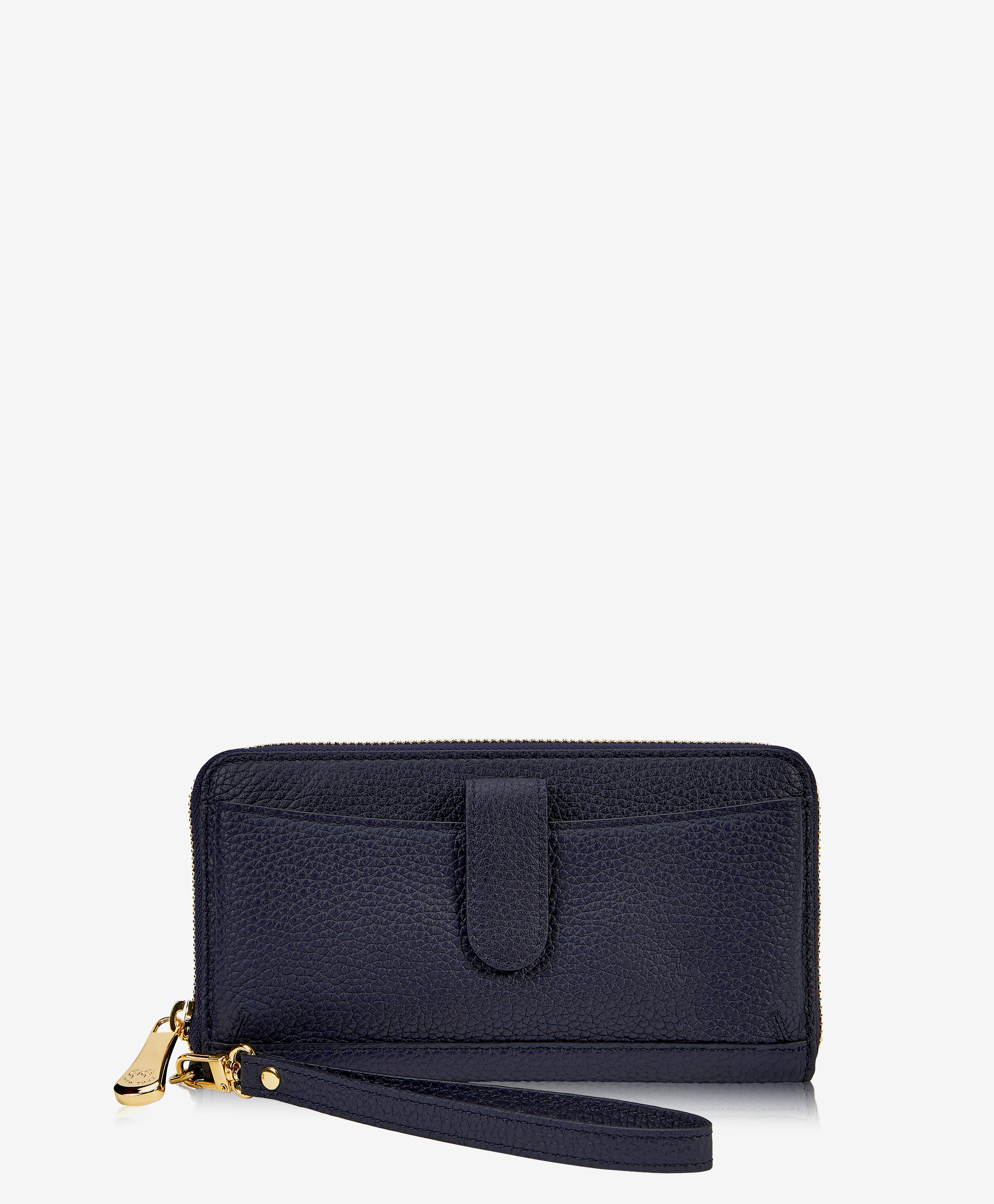 GiGi New York City Wallet Navy Pebble Grain Leather