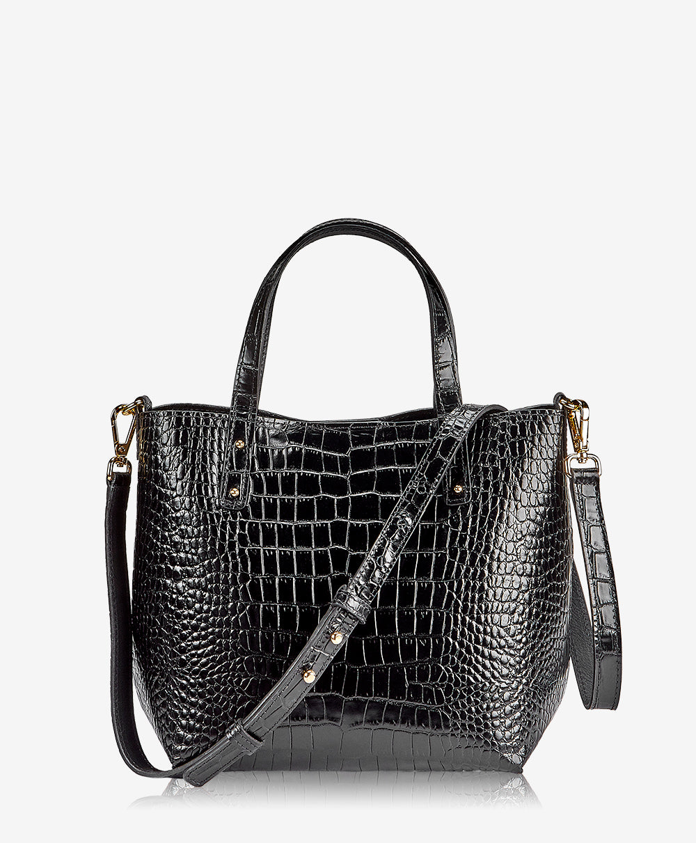 GiGi New York Alex Mini Tote Black Crocodile Embossed