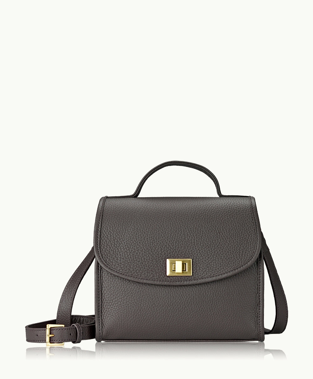 GiGi New York Amelie Crossbody Anthracite Pebble Grain Leather