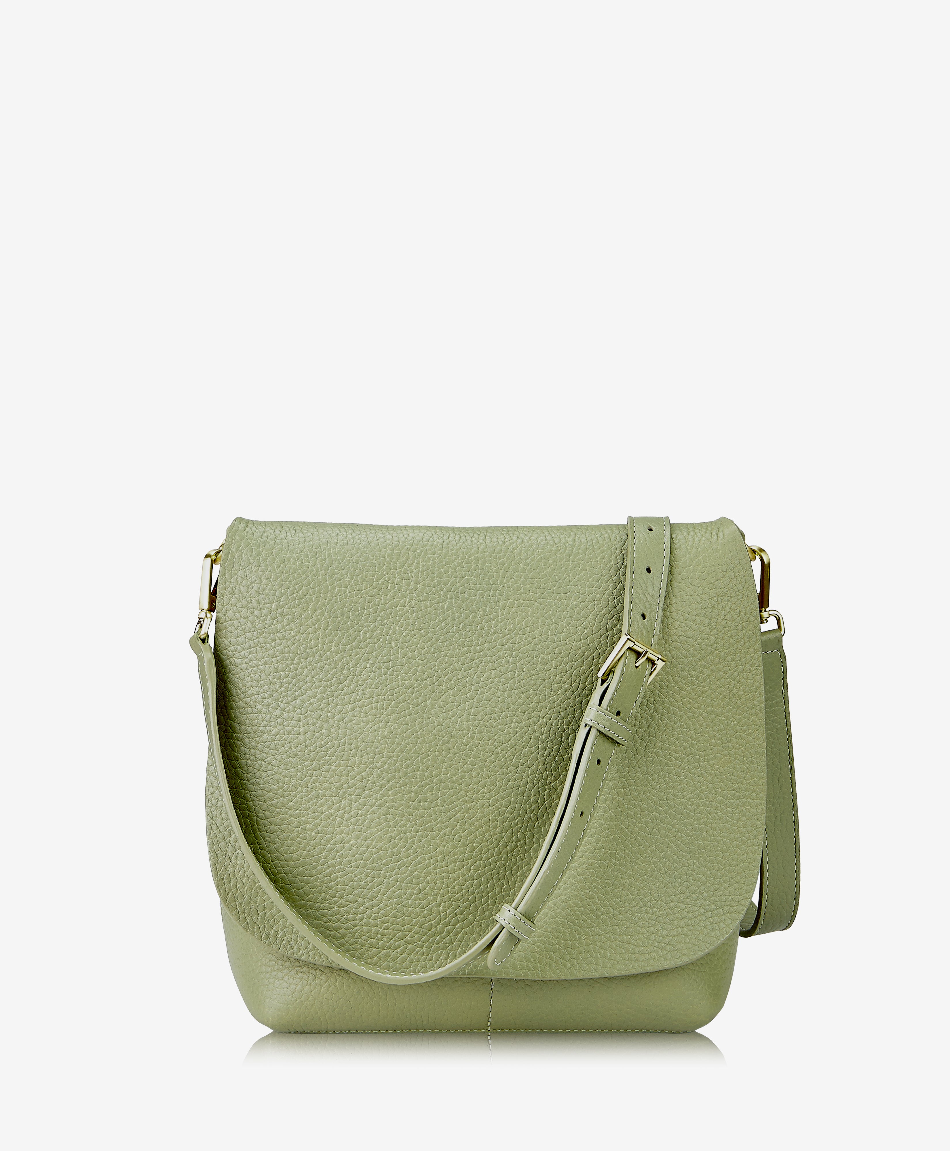 GiGi New York Andie Crossbody Sage Pebble Grain Leather