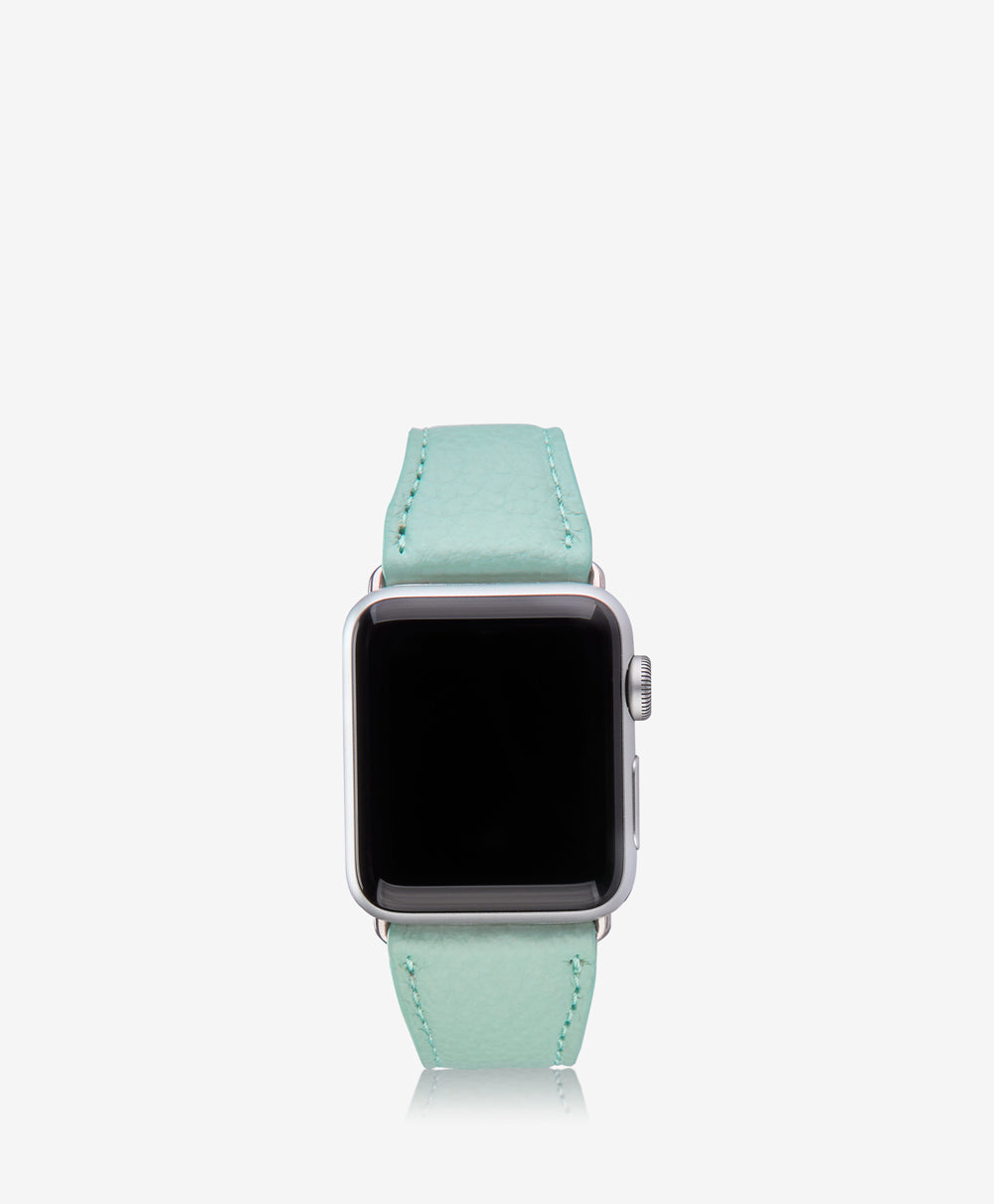 GiGi New York Small Apple Watch Band Azure Pebble Grain Leather