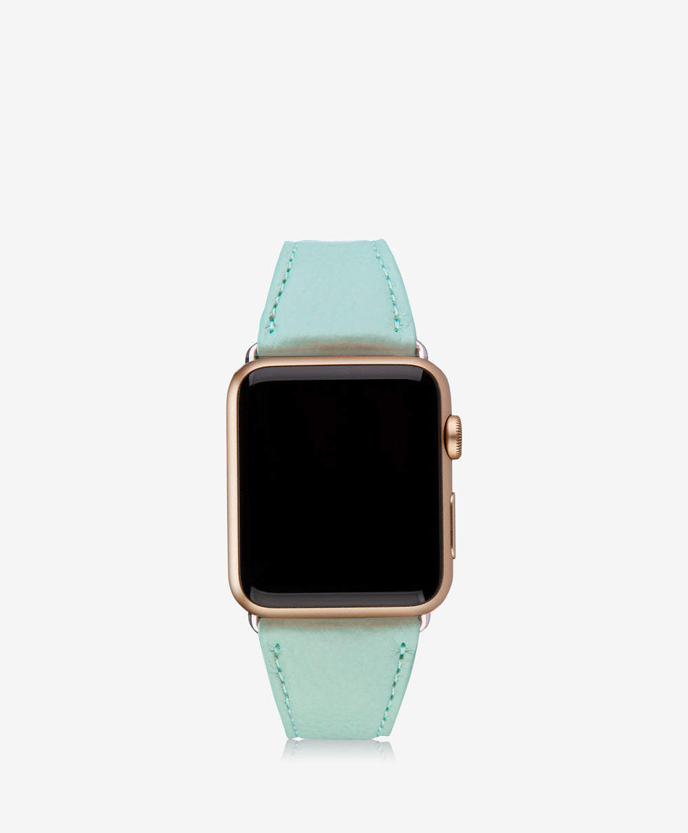 GiGi New York Large Apple Watch Band Azure Pebble Grain Leather