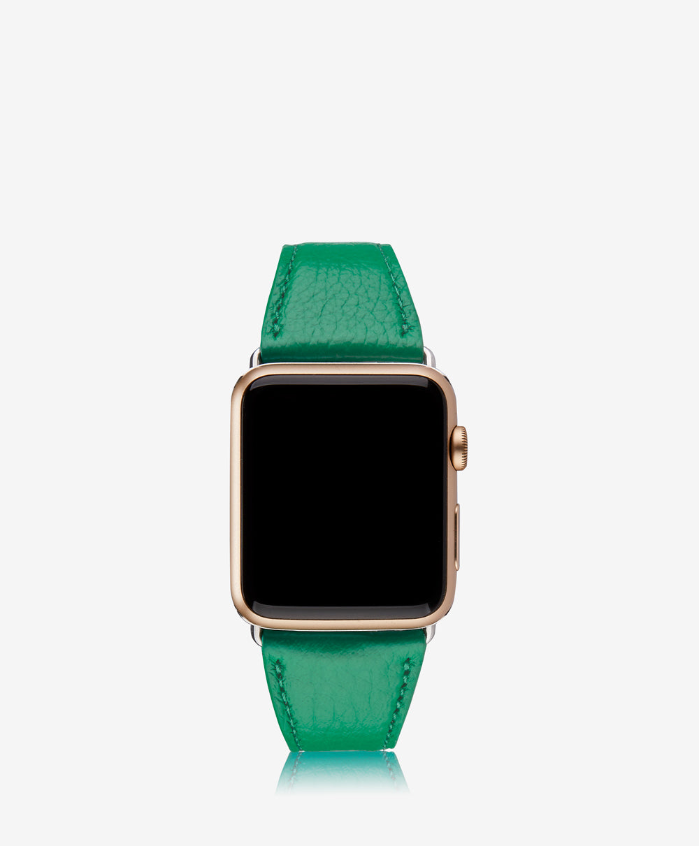 GiGi New York Large Apple Watch Band Jade Pebble Grain Leather