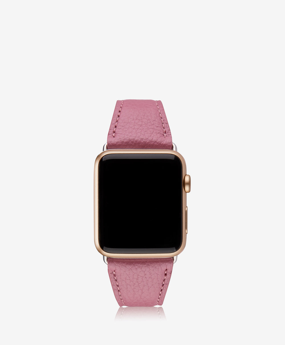 GiGi New York Large Apple Watch Band Rose Pebble Grain Leather