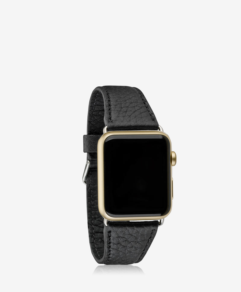 42mm Apple Watch Band | Black Pebble Grain Leather – GiGi New York