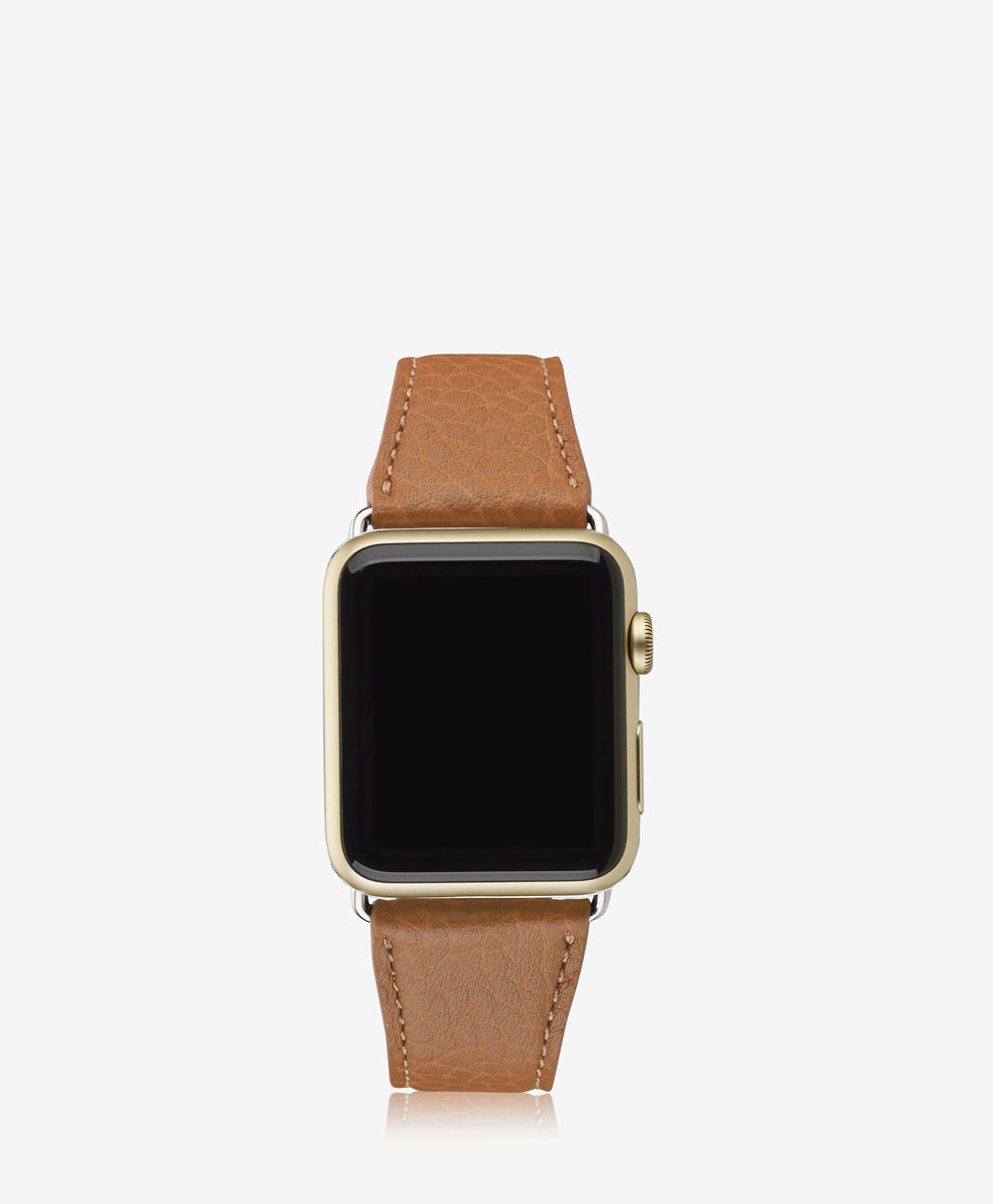 GiGi New York Large Apple Watch Band Sable Pebble Grain Leather
