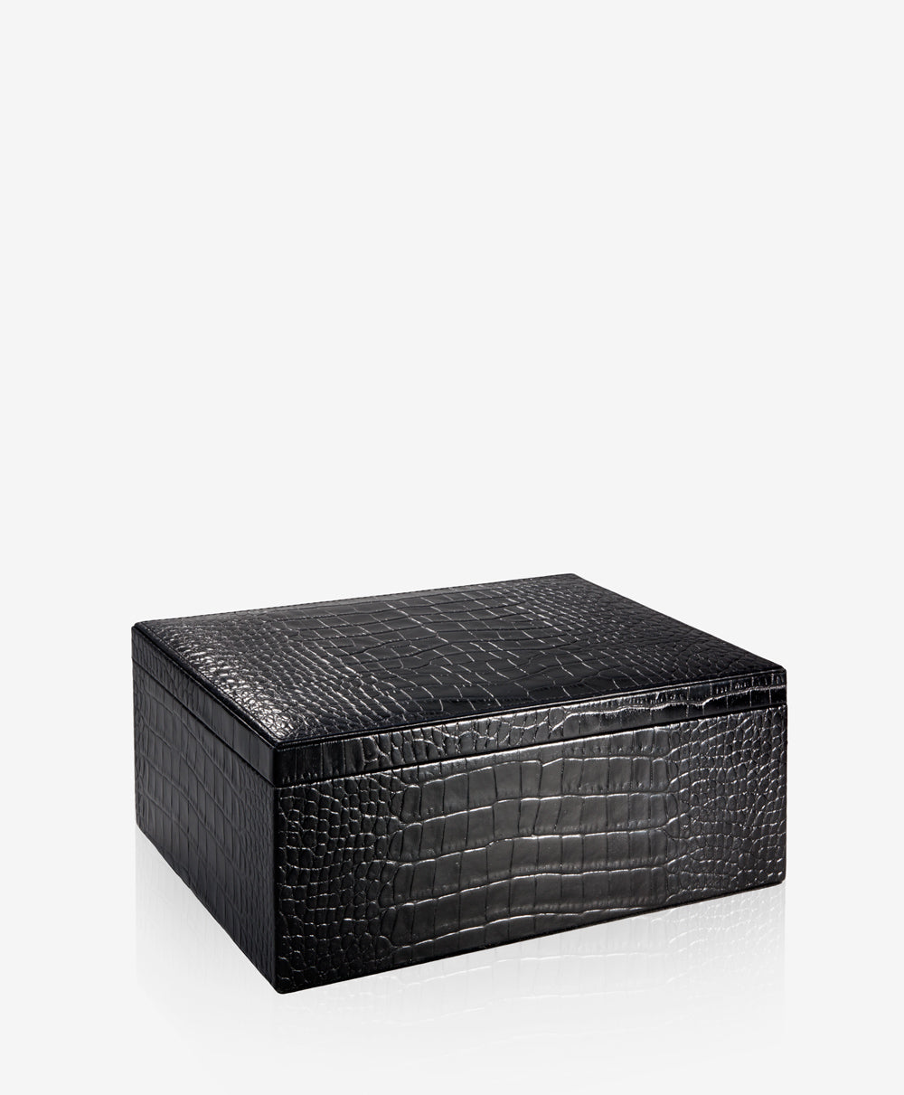 GiGi New York Large Box Black Crocodile Embossed