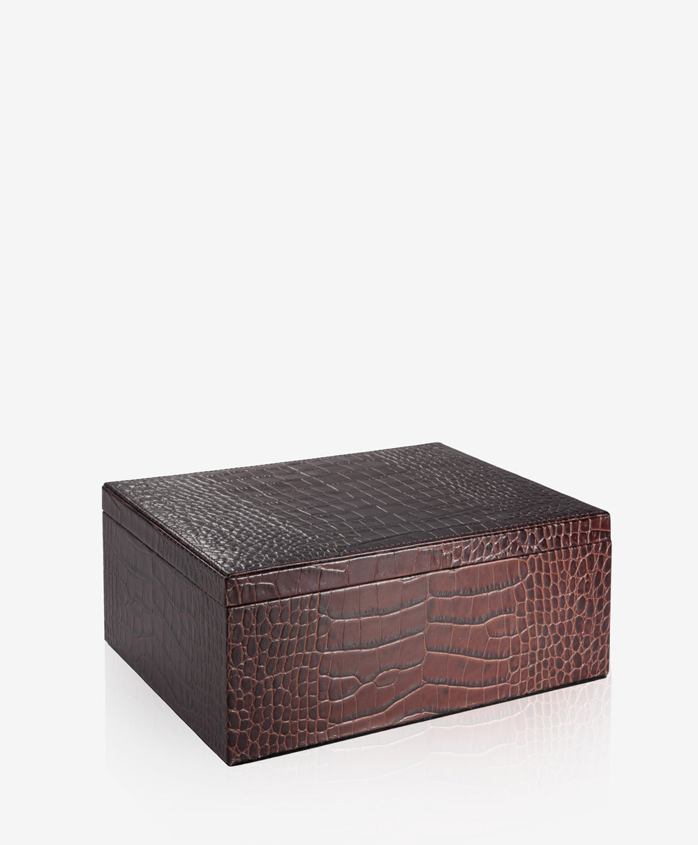 GiGi New York Large Box Brown Crocodile Embossed