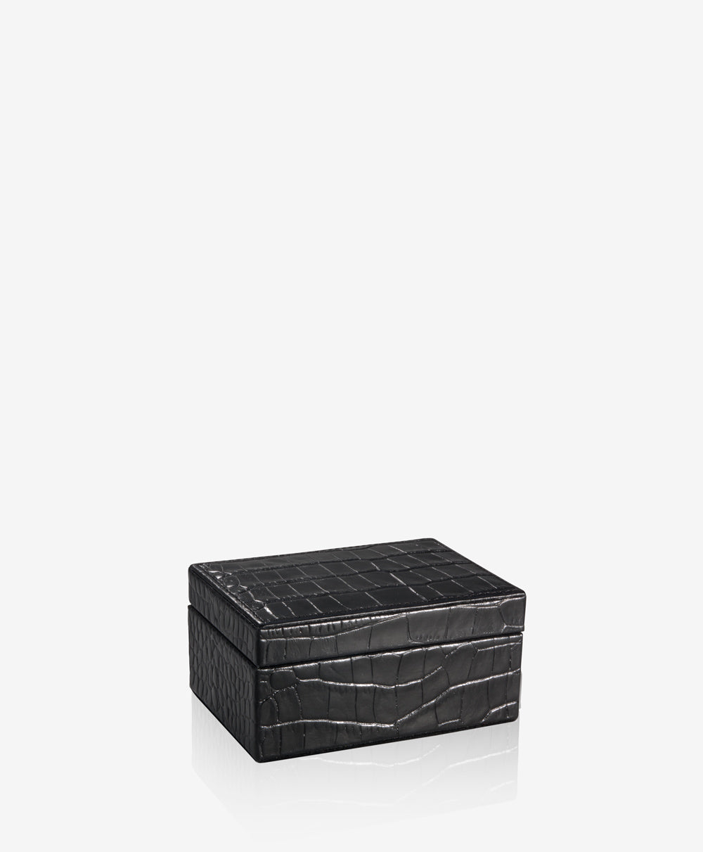 GiGi New York Small Box Black Crocodile Embossed