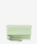 Stella Fold over Clutch Celadon Pebble Grain Leather