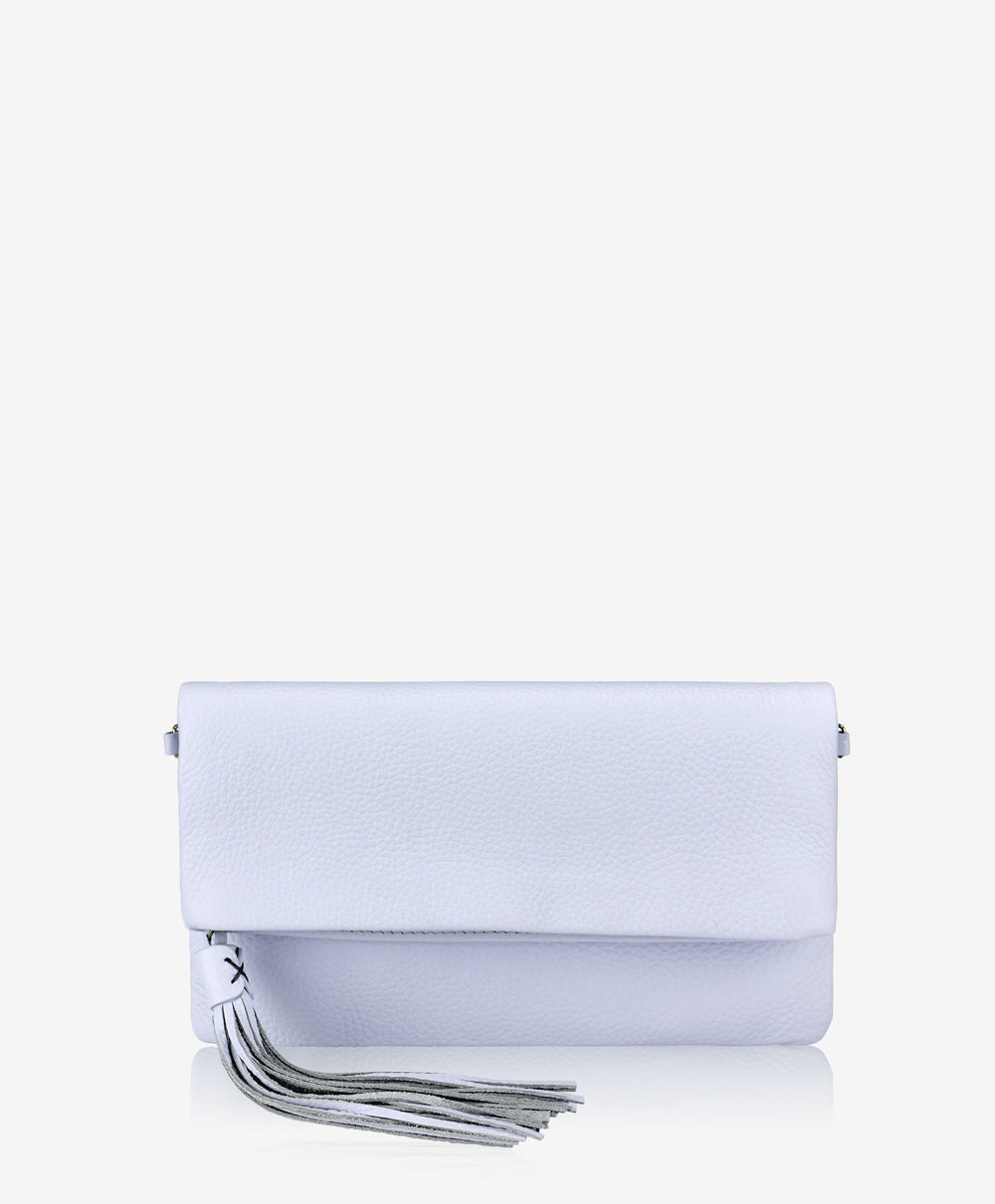 GiGi New York Stella Fold-Over Clutch Periwinkle Pebble Grain Leather