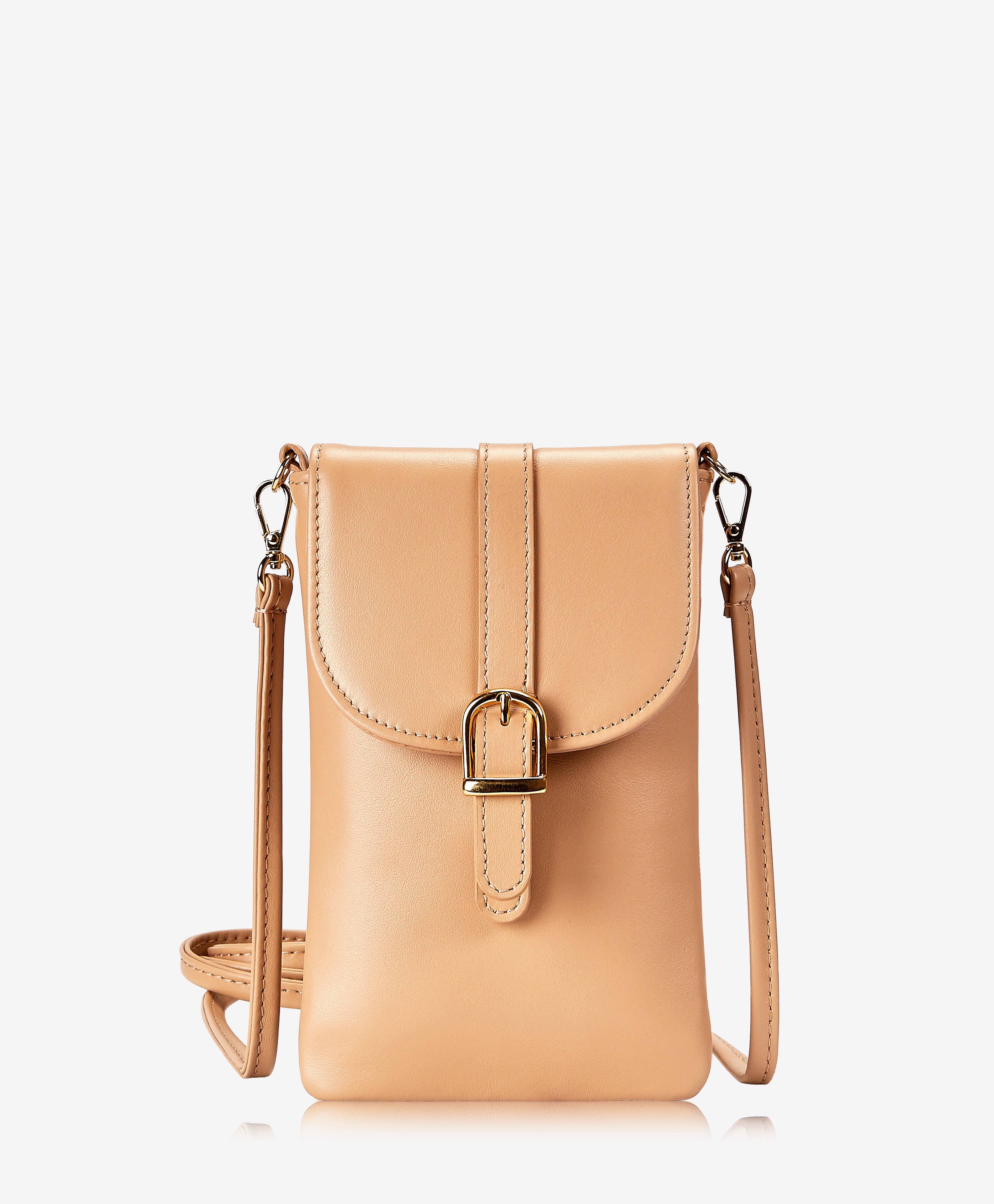 GiGi New York Emmie Phone Crossbody Cappuccino Italian Calfskin Leather