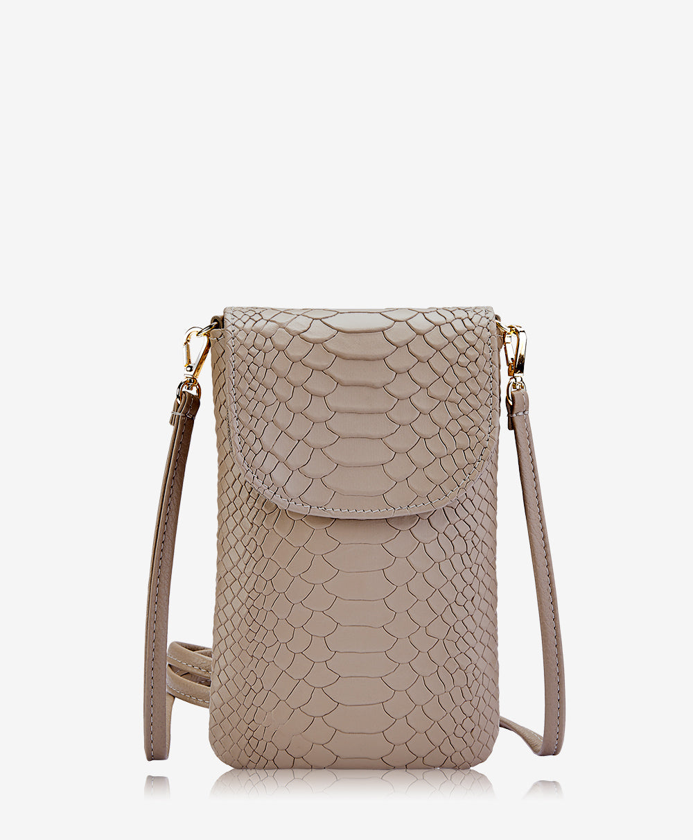 GiGi New York Emmie Phone Crossbody Stone Embossed Python Leather