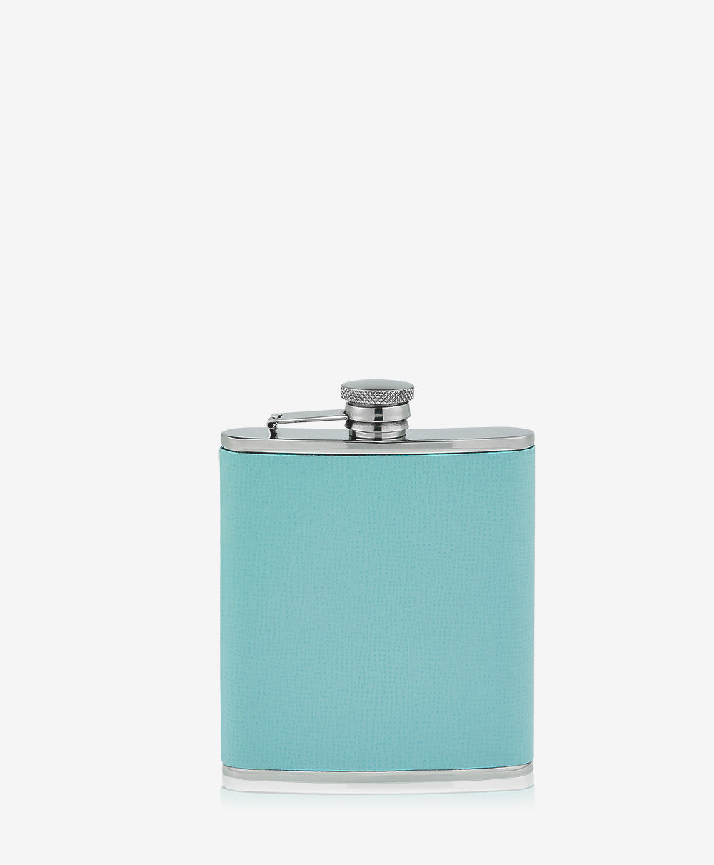 GiGi New York 6 Oz Flask Robin's Egg Blue Embossed