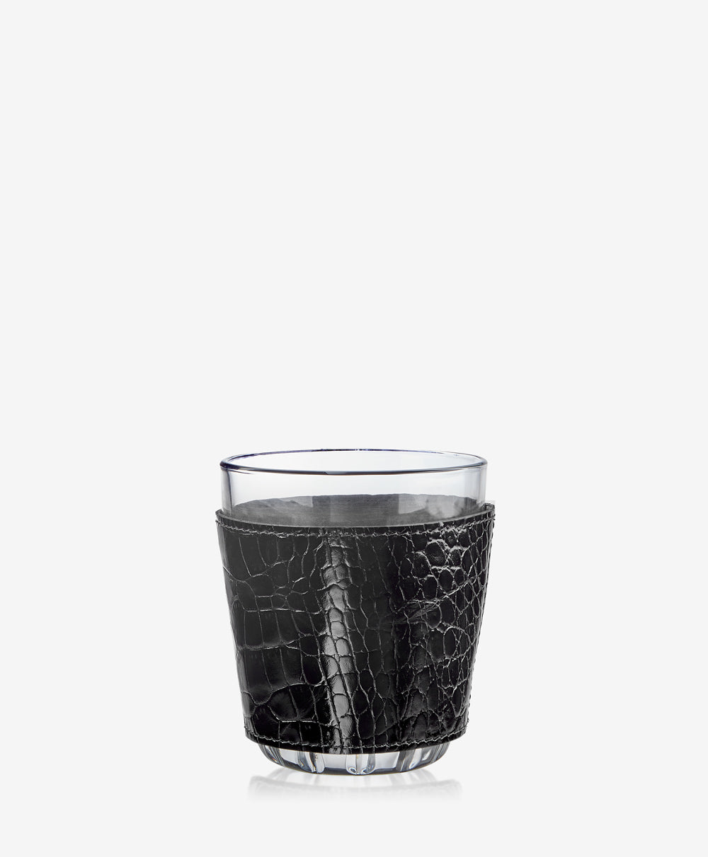 GiGi New York  Wrapped Glass Sets Black Crocodile Embossed