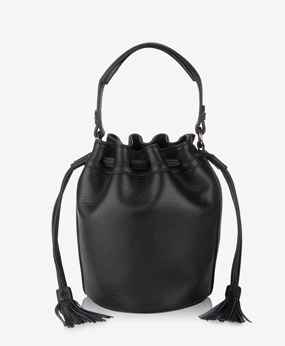 GiGi New York Genevieve Bucket Bag Black Napa Luxe