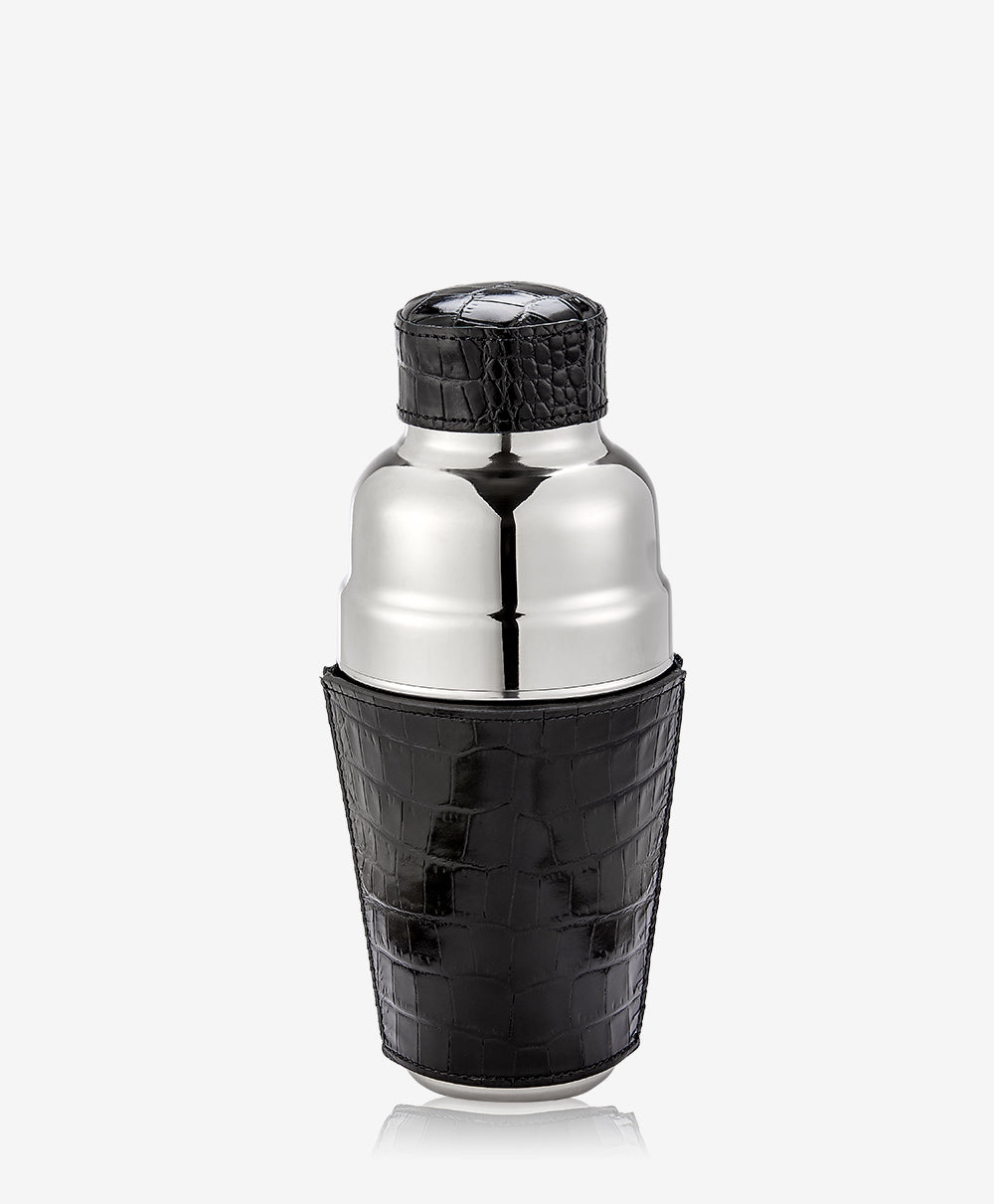 GiGi New York Cocktail Shaker Black Crocodile Embossed