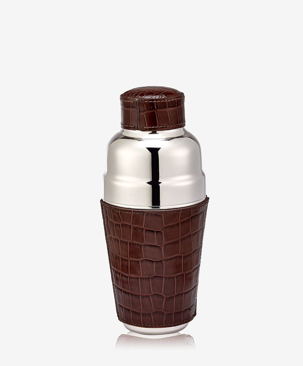 GiGi New York Cocktail Shaker Brown Crocodile Embossed