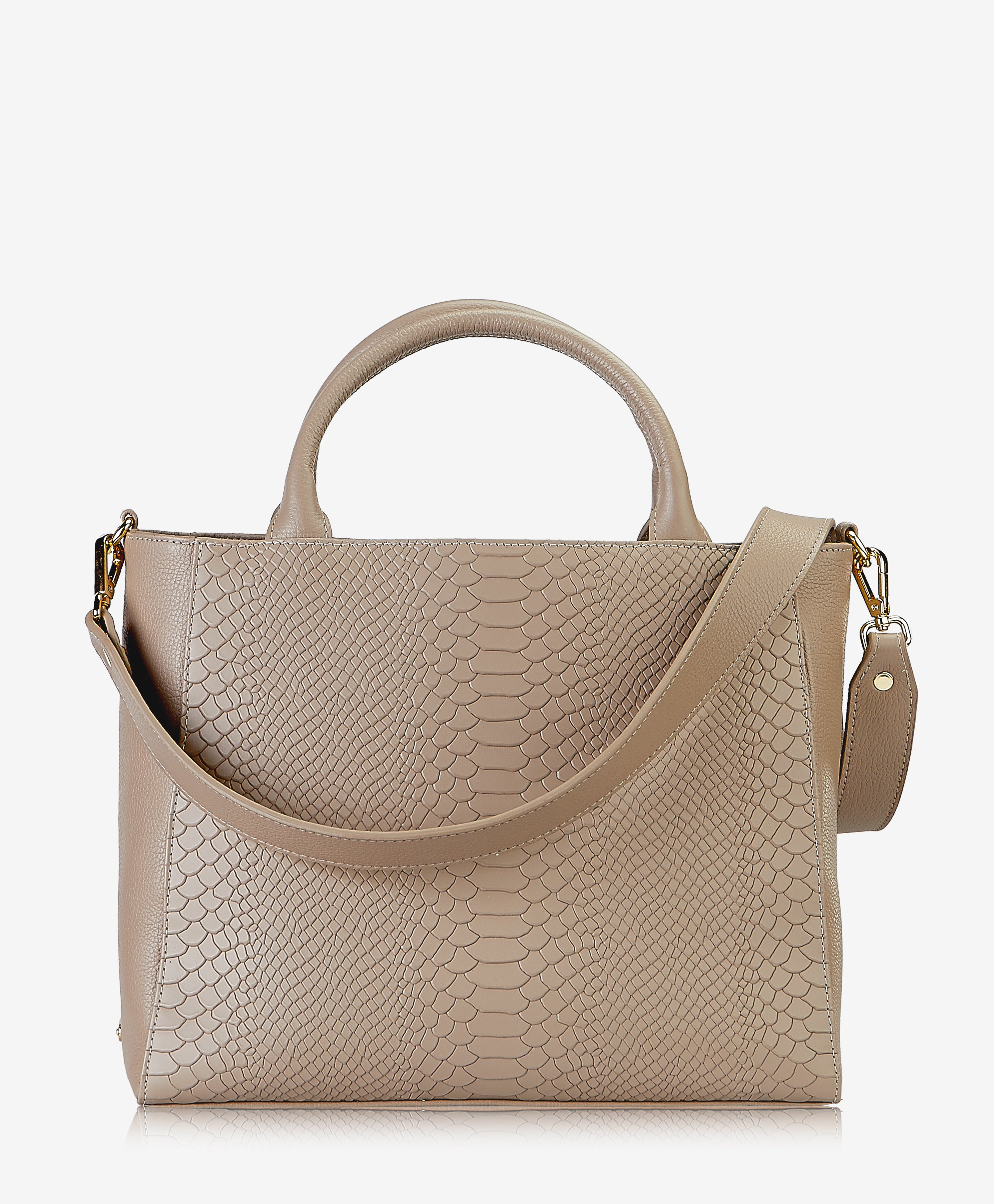 GiGi New York Hudson Satchel Stone Embossed Python Leather