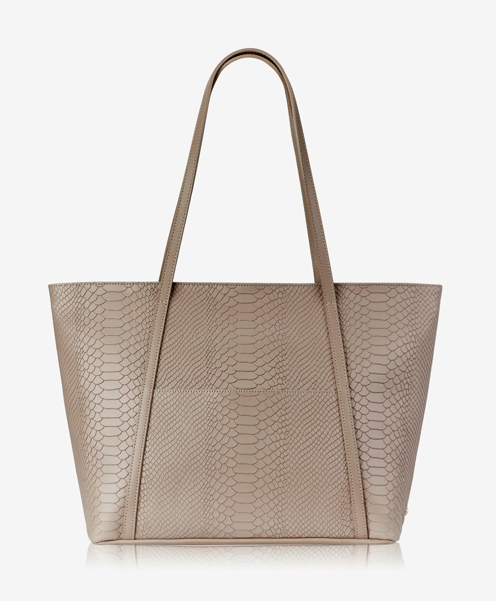 GiGi New York Jessica Zipper Tote Stone Embossed Python Leather