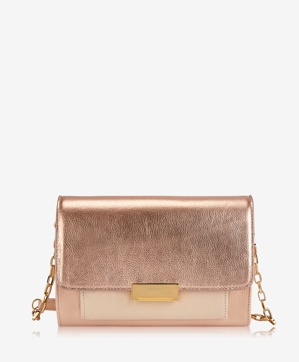 GiGi New York Kate Crossbody Rose Gold Metallic Goatskin