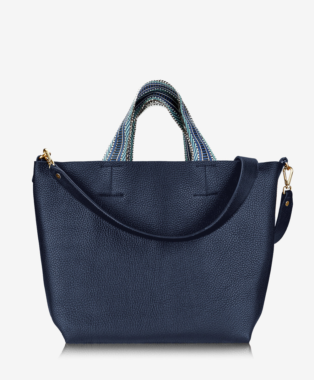 GiGi New York Leigh Tote Navy Pebble Grain Leather