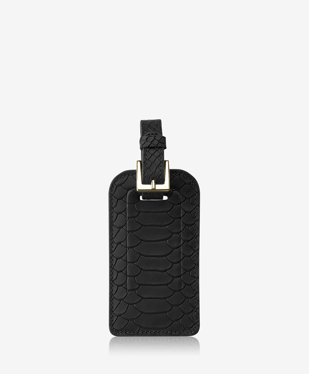 GiGi New York Luggage Tag Black Embossed Python Leather