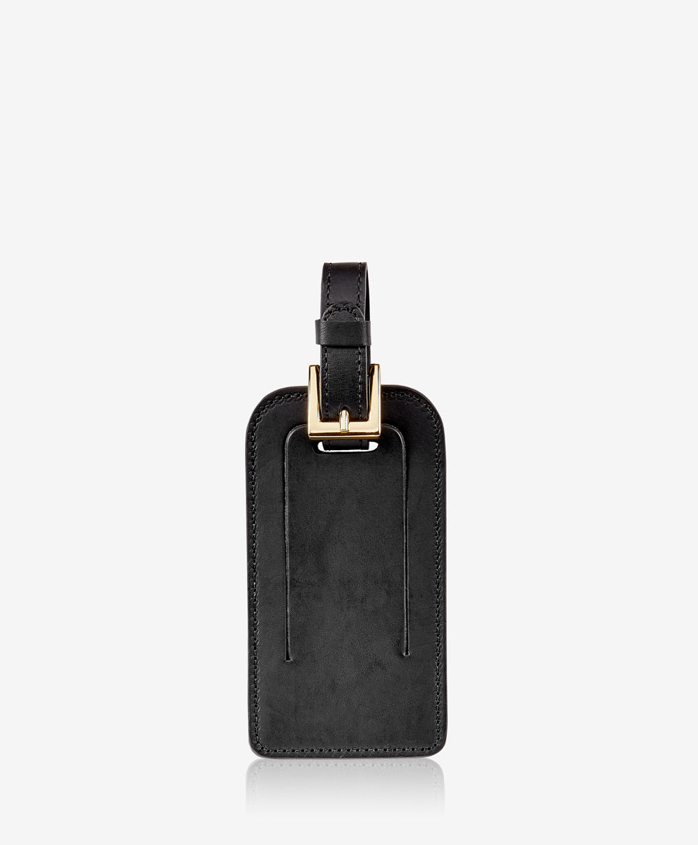 GiGi New York Luggage Tag Black Natural Boarded Vachetta Leather