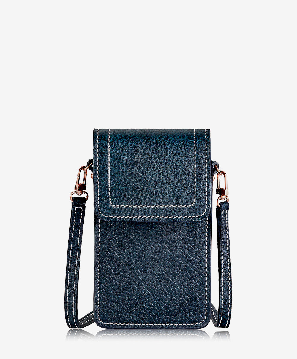 Grey crossbody phone bag in genuine leather | Cinzia Rocca