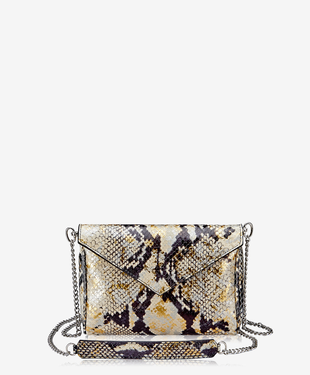 GiGi New York Lena Crossbody Gold Wash Embossed Python Leather