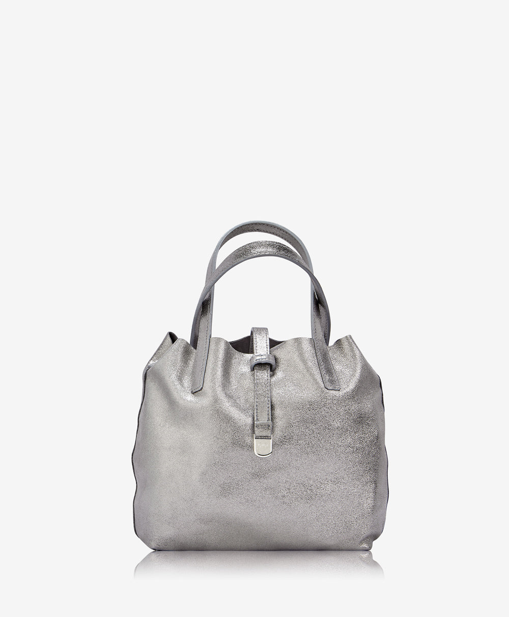 GiGi New York Reversible Mini Luna Tote Gunmetal Metallic/Grey Suede