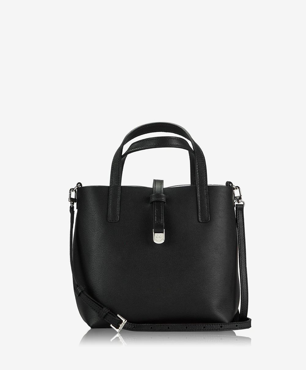 GiGi New York Mini Luna Tote Black Italian Calfskin Leather