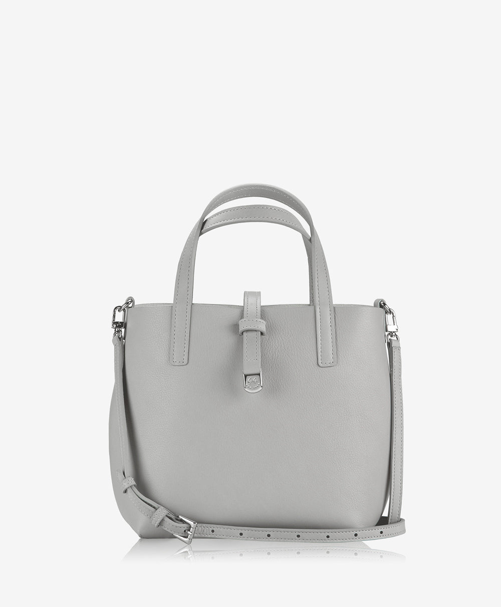 GiGi New York Mini Luna Tote Light Gray Italian Calfskin Leather