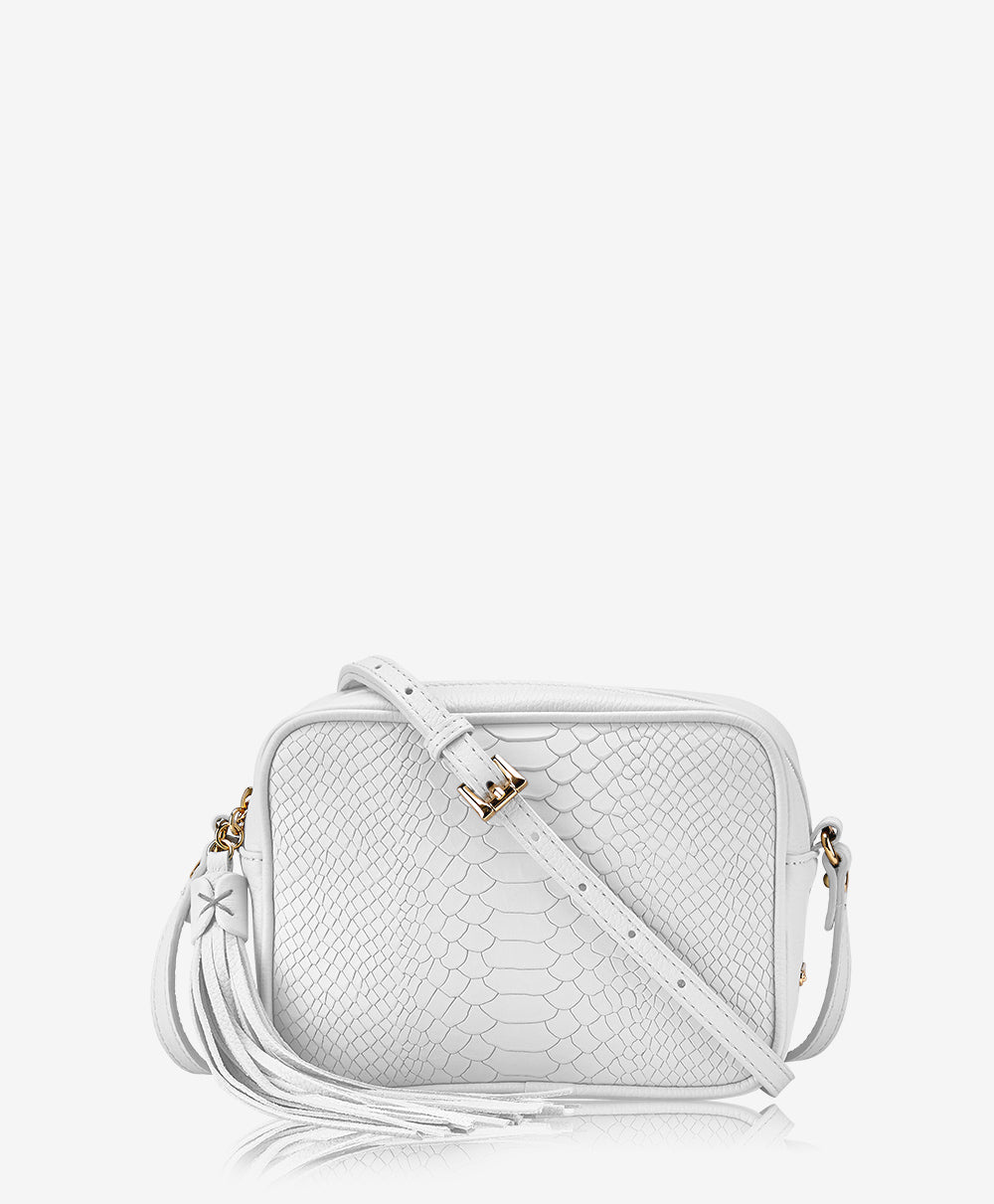 GiGi New York Madison Crossbody White Embossed Python Leather