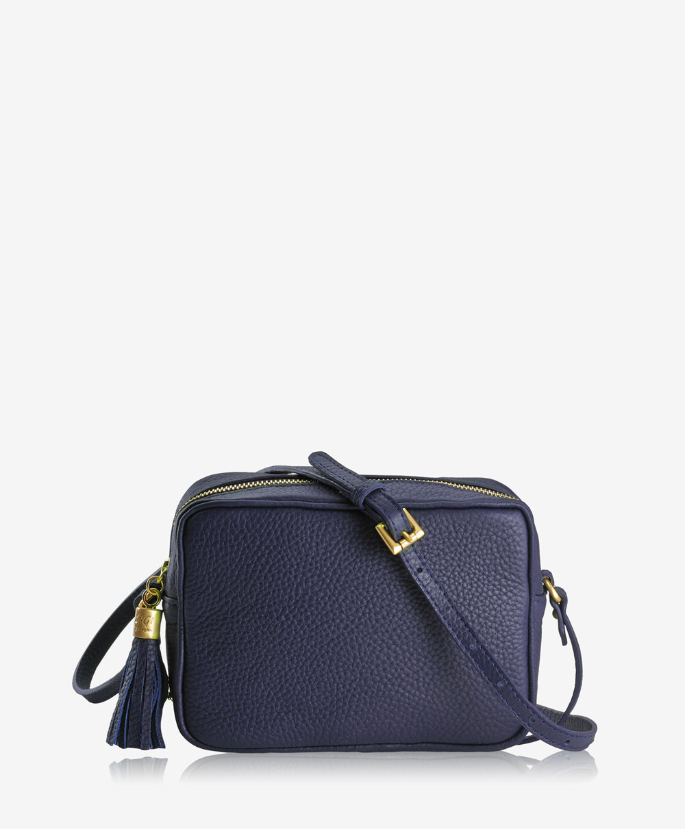 GiGi New York Madison Crossbody Navy Pebble Grain Leather