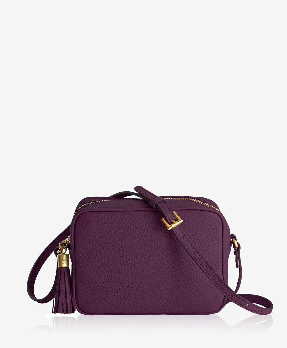 GiGi New York Madison Crossbody Wine Pebble Grain Leather