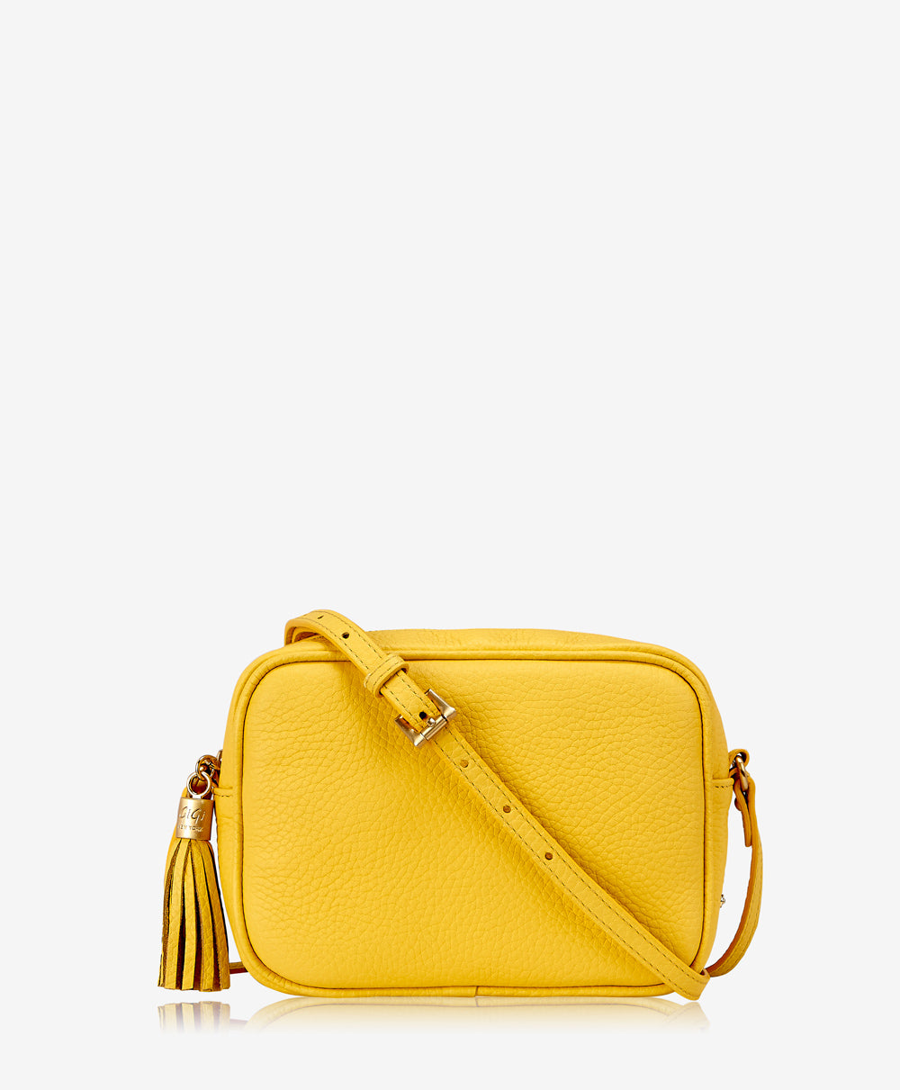 GiGi New York Madison Crossbody Yellow Pebble Grain Leather