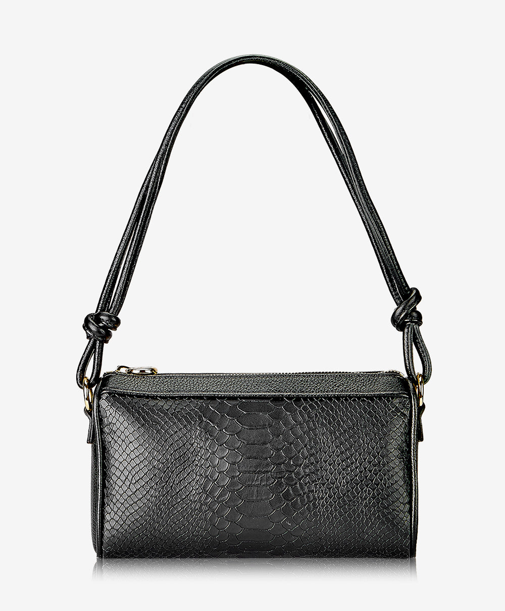 GiGi New York Maggie Shoulder Bag Black Embossed Python Leather