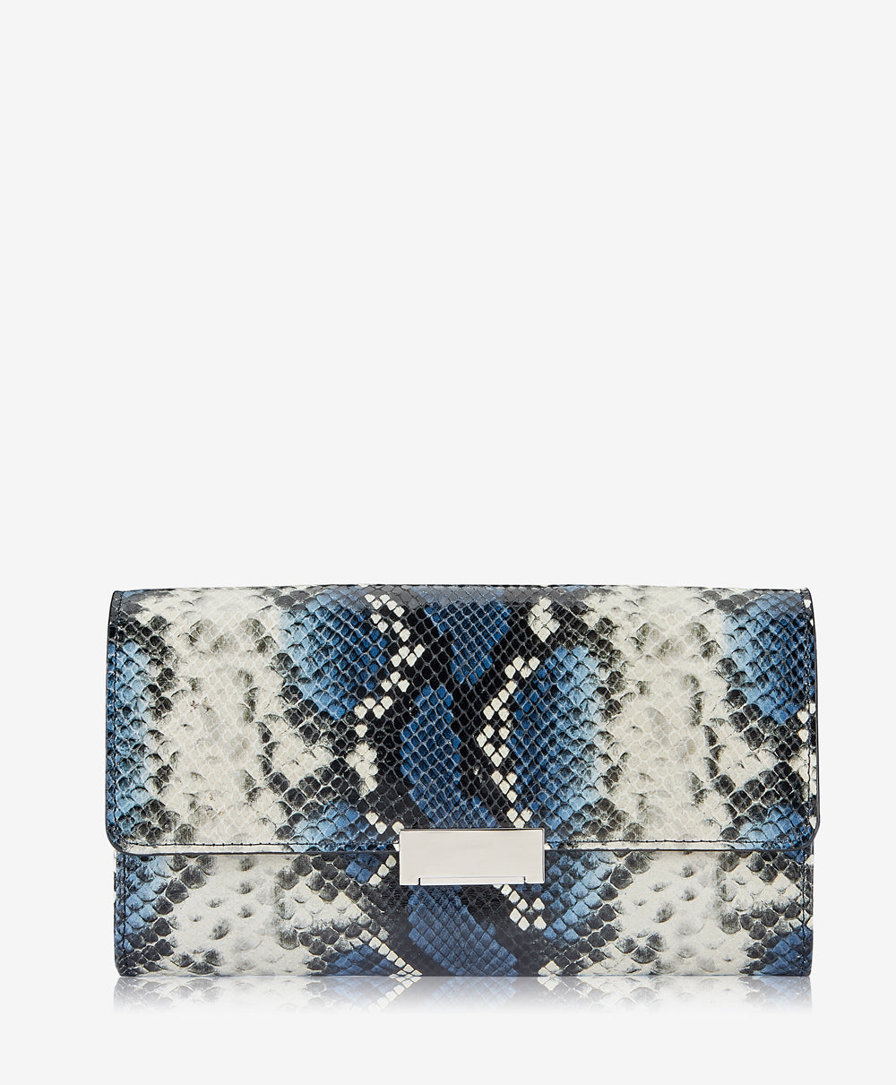 GiGi New York Melrose Clutch Navy Italian Printed Python